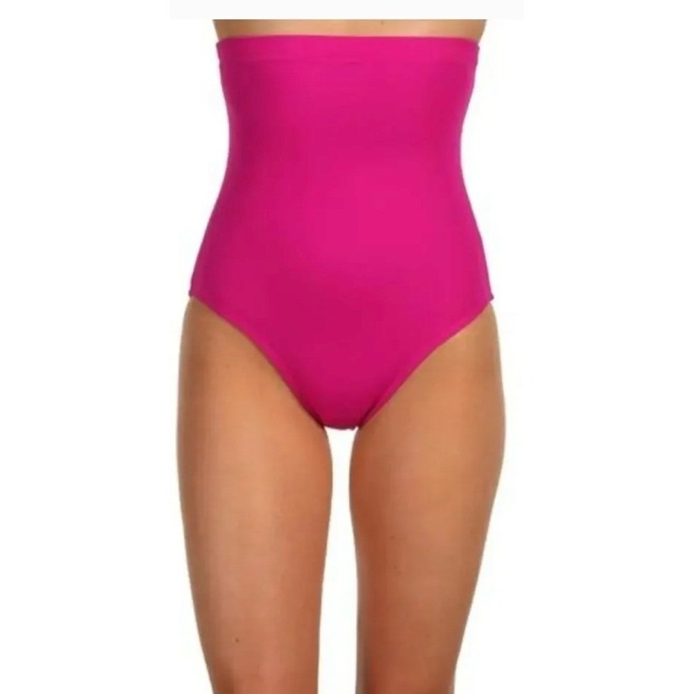SPANX Swimsuit Bottoms Womens 8 Berry Pink High Rise Slimming Tummy Control 1366